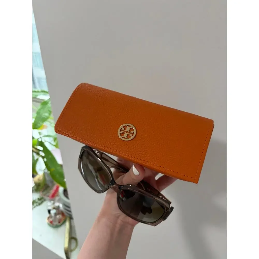 Tory Burch Clear Brown Tortoise Shell Sunglasses with Case